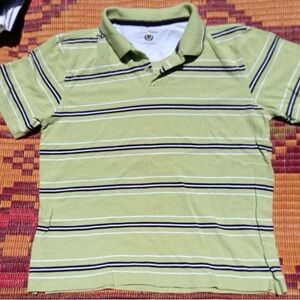 Green Striped Kids Polo Shirt